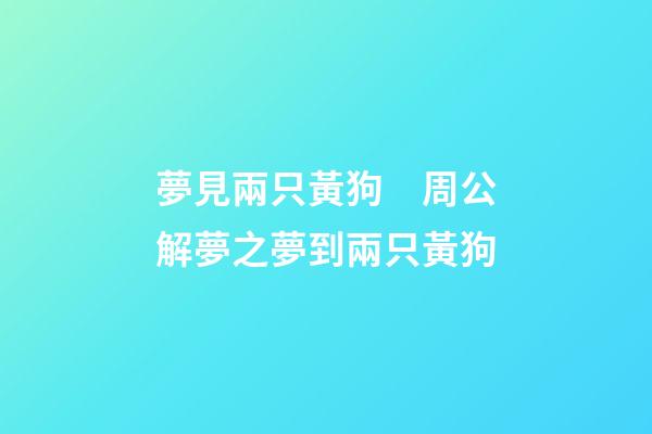 夢見兩只黃狗　周公解夢之夢到兩只黃狗